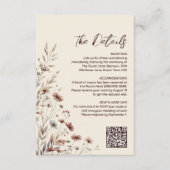 Carte D'accompagnement Boho Wildflowers Code QR Détails de mariage Petit (Devant)
