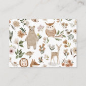 Carte D'accompagnement Boho Woodland Animaux Baby shower Demande de réser (Dos)