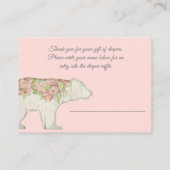 Carte D'accompagnement Boho Woodland Ours Bébé Fille Douche Déchets Raffl (Dos)
