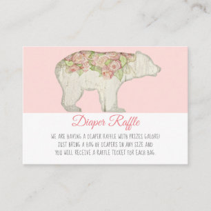 Carte D'accompagnement Boho Woodland Ours Bébé Fille Douche Déchets Raffl