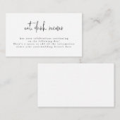 Carte D'accompagnement Boire à manger Récupérer Black White Post Mariage (Devant / Derrière)