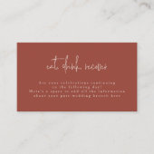 Carte D'accompagnement Boire à manger Récupérer Terracotta Post Mariage B (Devant)