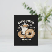 Carte D'accompagnement Boire Café Manger Bagels Soyez Heureux (Debout devant)
