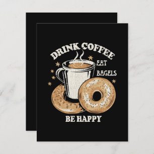 Carte D'accompagnement Boire Café Manger Bagels Soyez Heureux
