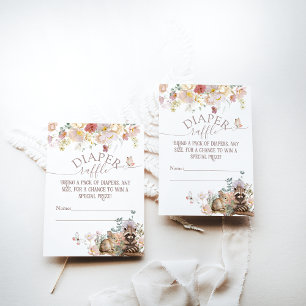 Carte D'accompagnement Bois animal floral fille Baby shower couche Enc