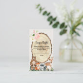 Carte D'accompagnement Bois animaux fille baby shower tombole de couche (Debout devant)