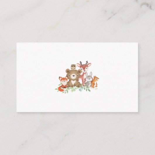 Carte D'accompagnement Bois animaux verdure Livres pour Baby shower (Dos)