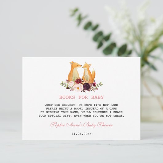 Carte D'accompagnement Bois Aquarelle Renverse Le Baby shower Floral (Debout devant)