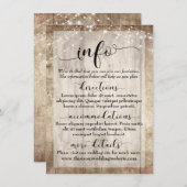 Carte D'accompagnement Bois Brown rustique clair avec lumières, Infos Mar (Devant / Derrière)