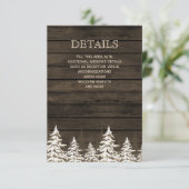 Carte D'accompagnement Bois de Barnwood Pin rustique Mariage d'hiver (Debout devant)