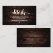 Carte D'accompagnement Bois de ferme rustique, détails Mariages (Devant / Derrière)