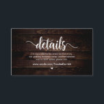 Carte D'accompagnement Bois de ferme rustique, détails Mariages<br><div class="desc">Il s'agit du bois de ferme rustique moderne,  police noire,  nos détails Mariages,  site Web,  RSVP et Hashtag carte de boîtier. Vous pouvez modifier les couleurs de police et ajouter les détails de votre mariage dans la police / lettering correspondante. #TeeshaDerrick</div>