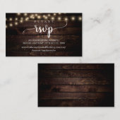 Carte D'accompagnement Bois de ferme rustique, Lumières à cordes, en lign (Devant / Derrière)