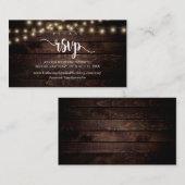 Carte D'accompagnement Bois de ferme rustique, Lumières à cordes, RSVP en (Devant / Derrière)