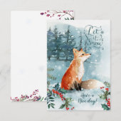 Carte D'accompagnement Bois d'hiver, renard Noël (Devant / Derrière)