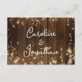 Carte D'accompagnement Bois Éclairage à cordes rustiques Réception à fleu (Devant)