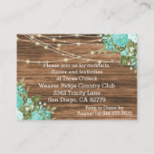 Carte D'accompagnement Bois, lanternes et fleurs Turquoises - Réception (Dos)