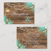 Carte D'accompagnement Bois, lanternes et fleurs Turquoises - Réception (Devant / Derrière)