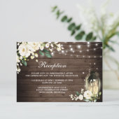 Carte D'accompagnement Bois Rose Florale Lanterne Réception de mariage (Debout devant)