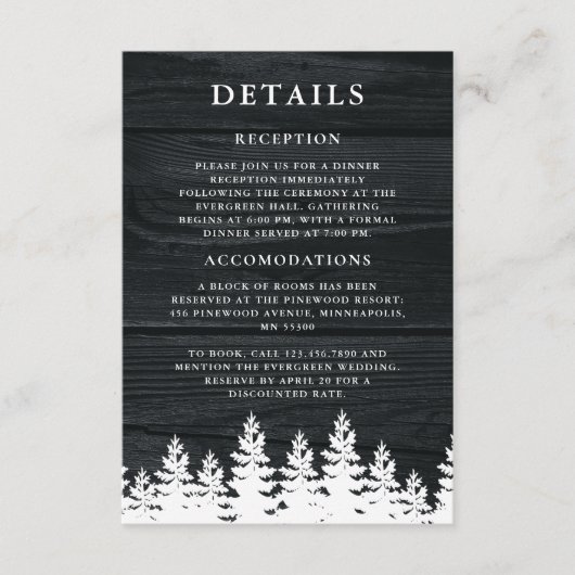 Carte D'accompagnement Bois rustique Automne Automne Mariage d'hiver Code (Devant)