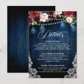 Carte D'accompagnement Bois rustique Bourgogne Floral Mason Jar Mariage (Devant / Derrière)