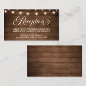 Carte D'accompagnement Bois rustique Chaîne Lumière Mariage Détails Récep (Devant / Derrière)