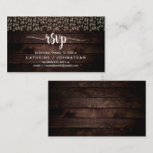 Carte D'accompagnement Bois rustique de ferme, Lumières à cordes, réponse (Devant / Derrière)