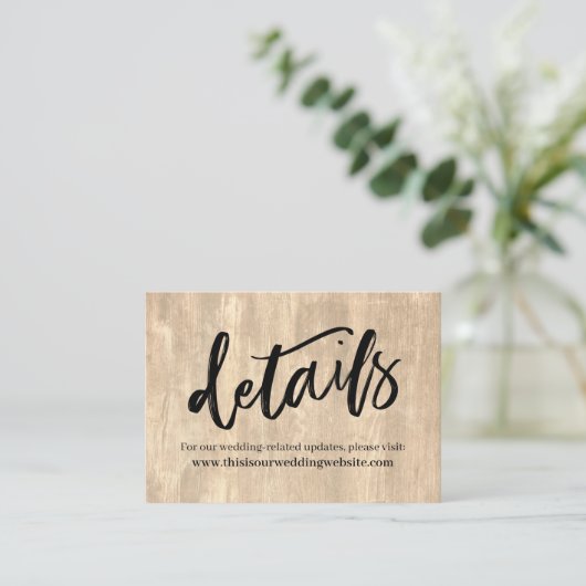 Carte D'accompagnement Bois rustique et écriture Décontractée Détails du (Debout devant)