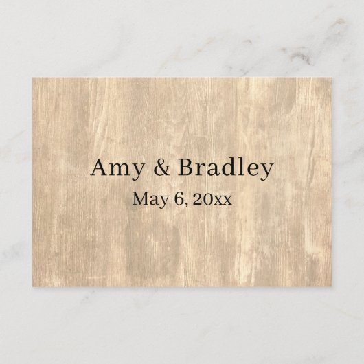 Carte D'accompagnement Bois rustique et écriture Décontractée Réception d (Dos)