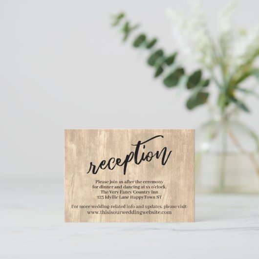 Carte D'accompagnement Bois rustique et écriture Décontractée Réception d (Debout devant)