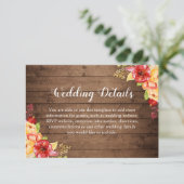 Carte D'accompagnement Bois rustique Feuilles d'automne Mariage Floral Dé (Debout devant)