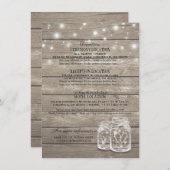 Carte D'accompagnement Bois rustique Mason Jar String Lumières Mariage Dé (Devant / Derrière)