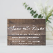 Carte D'accompagnement Bois rustique simple Enregistrer la date Annonce (Debout devant)