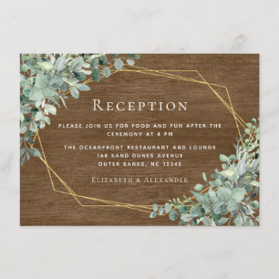 Carte D'accompagnement Bois rustique Verdure Eucalyptus Réception de mari