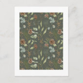 Carte D'accompagnement Bois rustique Vert et Pinecones sur vert (Dos)