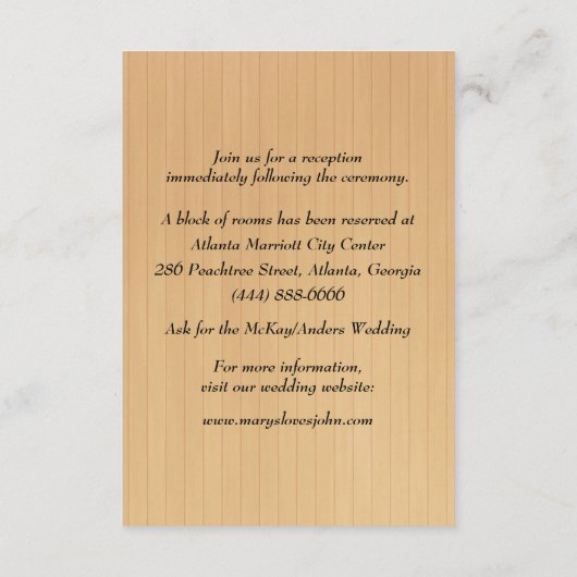 Carte D'accompagnement Bois rustique violet fourrure Mason Détails (Dos)