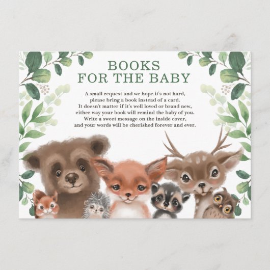Carte D'accompagnement Bois tendance Animaux Forêt Livres pour bébé (Devant)