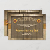 Carte D'accompagnement bois & tournesol mariage design de réception (Devant / Derrière)