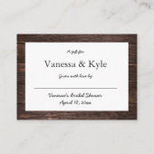 Carte D'accompagnement Bois Vin Bouteille étalage de douche nuptiale (Dos)