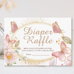 Carte D'accompagnement Boîtier à roulettes Baby shower papillon