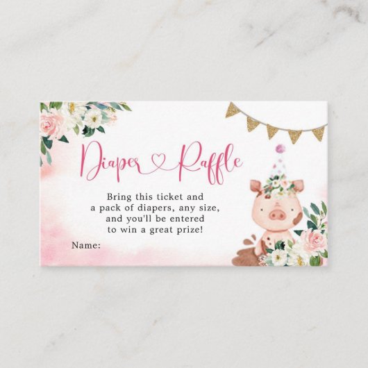 Carte D'accompagnement Boîtier à roulettes pour Baby showers de ferme ros (Devant)