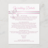 Carte D'accompagnement Boîtier blanc & rose Ribbon Détails du Mariage (Devant)