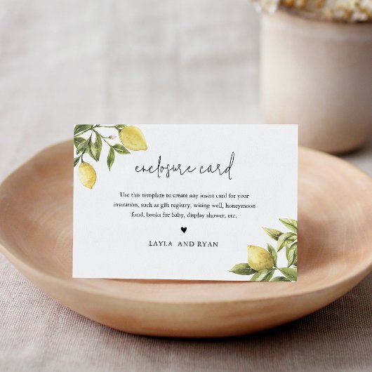 Carte D'accompagnement Boîtier CITRON Citron CITRON 5 po x 3,5 po