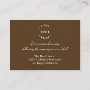 Carte D'accompagnement Boîtier d'accueil de mariage brun couronne simple