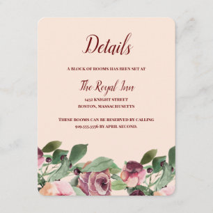 Carte D'accompagnement Boîtier d'aquarelle florale de Bourgogne et de pêc