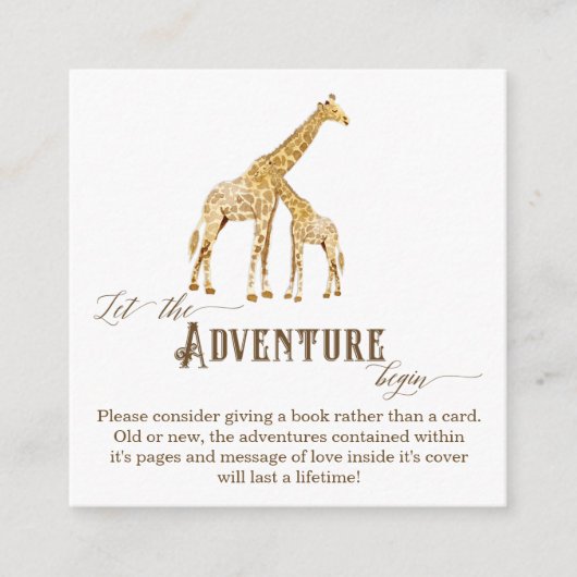 Carte D'accompagnement Boîtier d'aventure Boy Baby shower Giraffe (Devant)