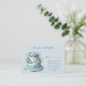 Carte D'accompagnement Boîtier de Baby shower à fleurs de gâteau bleu (Debout devant)