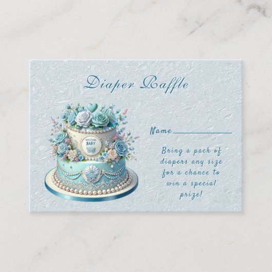 Carte D'accompagnement Boîtier de Baby shower à fleurs de gâteau bleu (Devant)