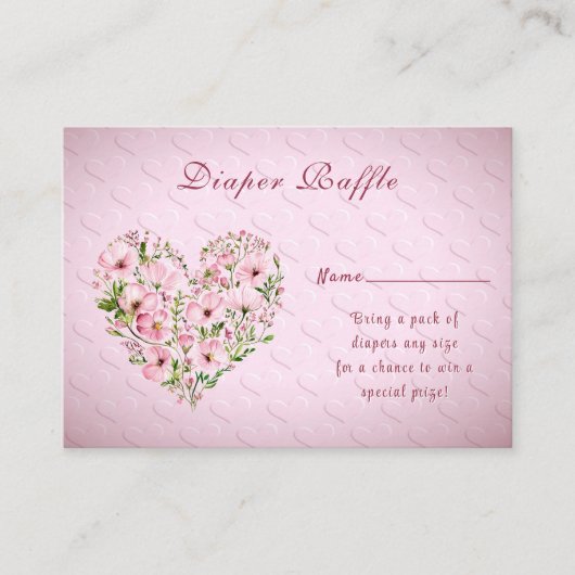 Carte D'accompagnement Boîtier de Baby shower Floral Coeur Rose (Devant)