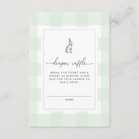 Carte D'accompagnement Boîtier de billet En vichy lapin vert (Devant)